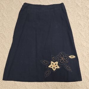 Hearts of Palm Vintage Blue Midi A-Line Skirt for Work Or Play.
